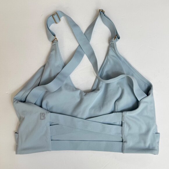 Buff Bunny Candy Wrap Sports Bra Sz L  Blue Cross Strap Back - Picture 2 of 8